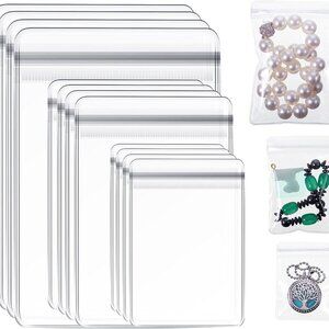 120 Pieces Clear PVC Jewelry Bags Plastic Jewelry Storage Pouch Transparent Ring